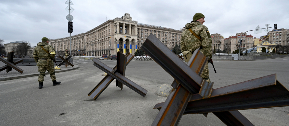 Barricadas antitanque Kiev Ucrania