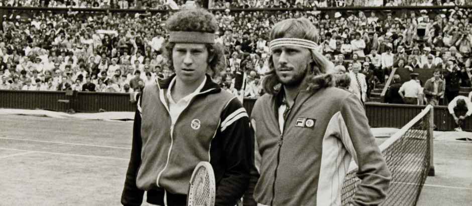 John McEnroe y Bjorn Borg durante la final de Wimbledon de 1980