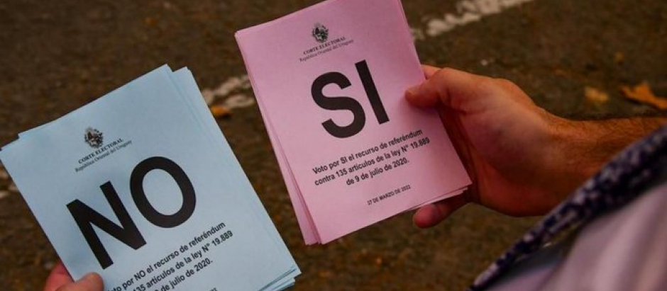Papeletas del referéndum de Uruguay