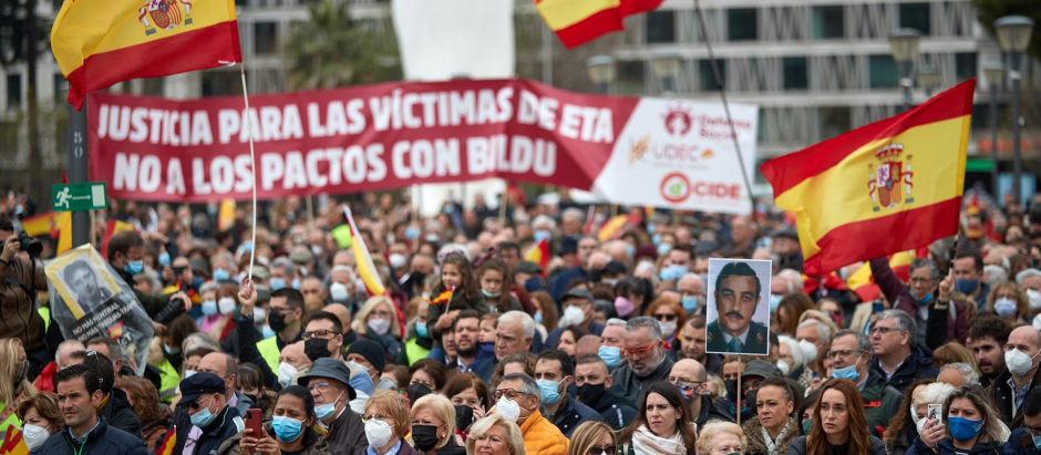 Manifestación convocada por la Asociación Víctimas del Terrorismo (AVT) el pasado sábado en Madrid
