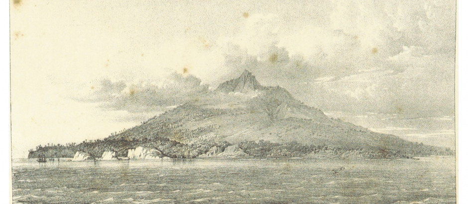 Ilustración de Holman sobre la isla de Fernando Poo (1840)
