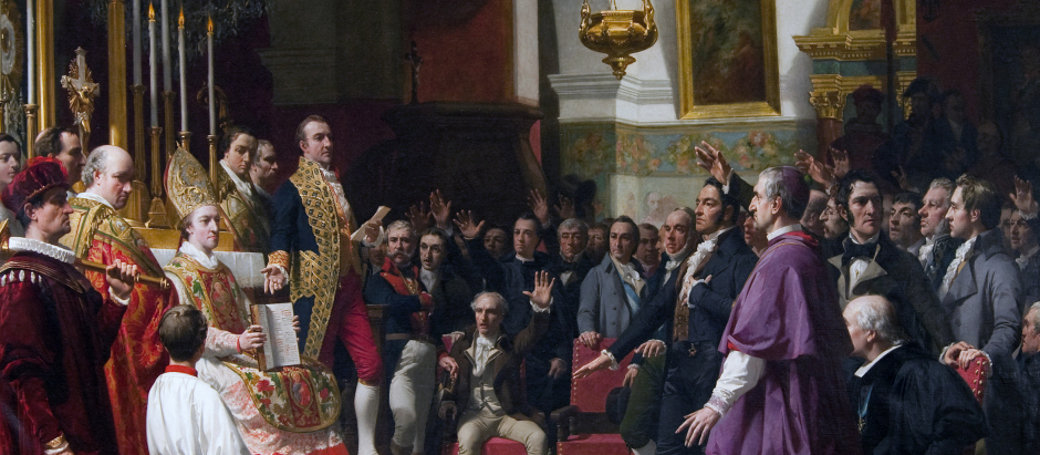Juramento de las Cortes de Cádiz en la Iglesia Mayor Parroquial de San Fernando el 24 de septiembre de 1810, óleo sobre lienzo de José Casado del Alisal (1863), Congreso de los Diputados de Madrid