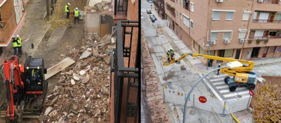 Primeros derribos en la localidad de San Fernando de Henares, Madrid