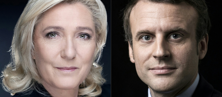 Los candidatos a las presidenciales francesas, Marine Le Pen y Emmanuel Macron