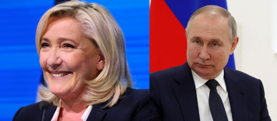 Marine Le Pen, candidata a la presidencia francesa, y Vladimir Putin, presidente de Rusia