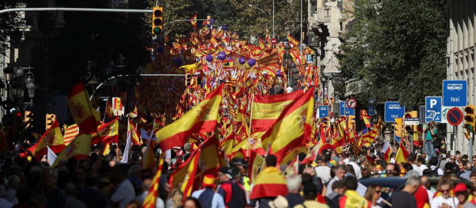 Manifestación en favor del consitucionalismo en Cataluña celebrada en 2017