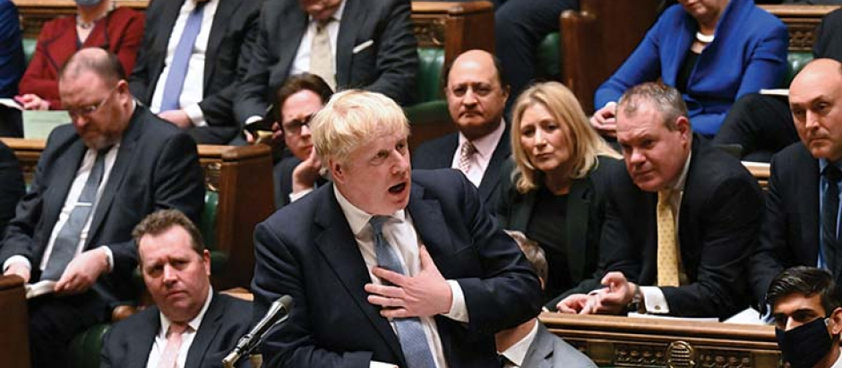 El primer ministro británico, Boris Johnson, en la Cámara de los Comunes