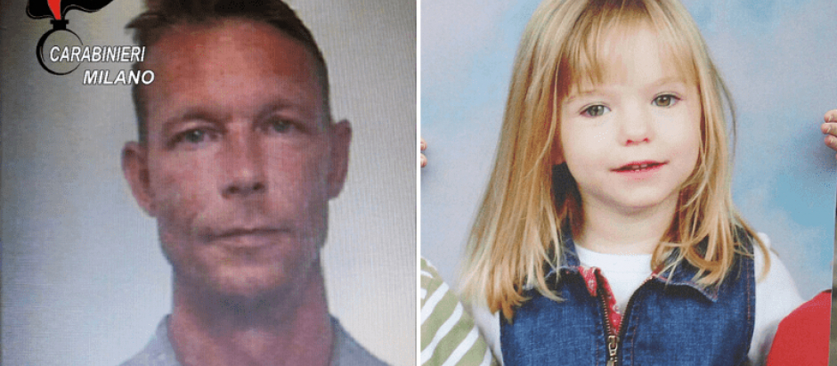 El sospechoso, Christian Brueckner, y Madeleine McCann, que desapareció en 2007