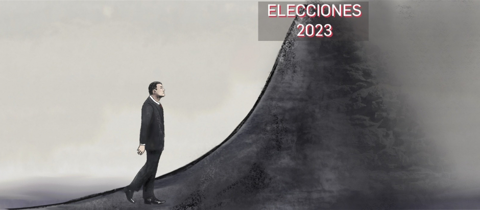 Ilustración: Pedro Sánchez ante la montaña en que se ha convertido la legislatura