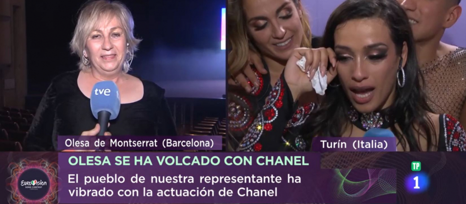 Chanel, envuelta en lágrimas, en una entrevista en TVE tras su actuación en Eurovisión 2022