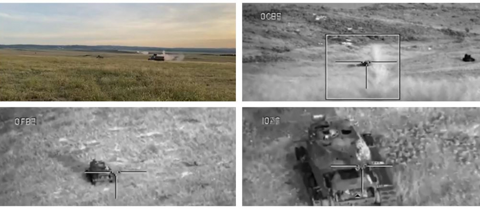 Secuencia de la destrucción de un carro de combate difundida en un video por el Ejército de Tierra