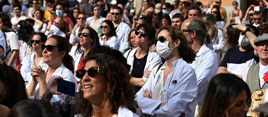 Médicos asistentes a la huelga en la Comunidad de Madrid contra la temporalidad