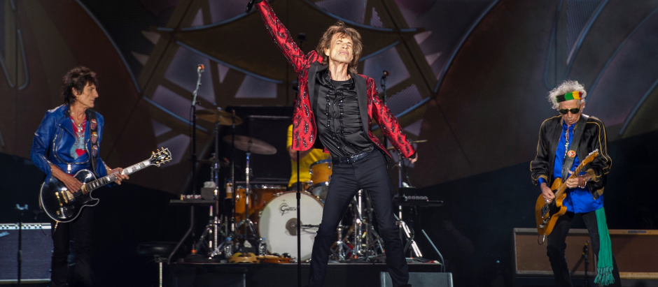 British band, the Rolling Stones (Mick Jagger , Ronnie Wood , Charlie Watts and Keith Richards ) perform at Santiago Bernabeu stadium, in Madrid, Spain, Wednesday June 25, 2014 as part of the '14 On Fire' tour