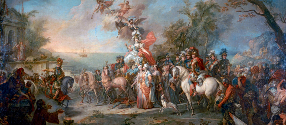 Alegoría de la victoria de Catalina sobre los turcos (Stefano Torelli, 1772)