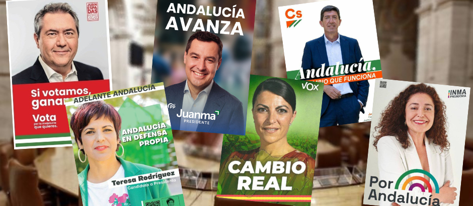 Carteles electorales de los comicios andaluces del 19 de junio