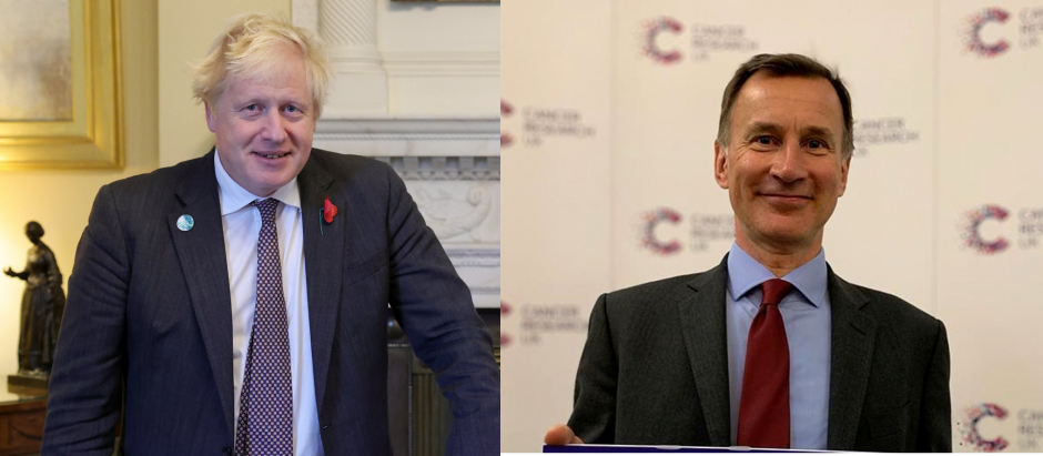 El primer ministro británico Boris Johnson y y su adversario dentro del Partido Conservador Jeremy Hunt