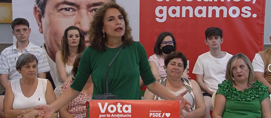 María Jesús Montero, en el acto de partido de Andújar (Jaén)