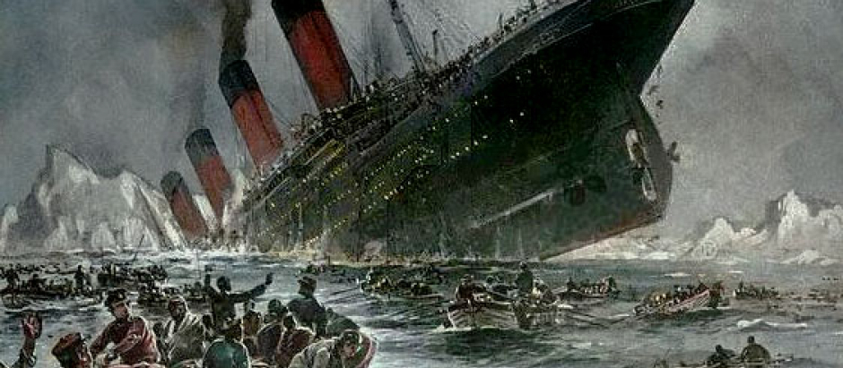 Der Untergang der Titanic, grabado del hundimiento del Titanic, realizado por Willy Stöwer