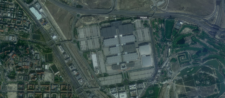 La foto de satélite que muestra el Recinto Ferial de IFEMA, compartida por Rusia