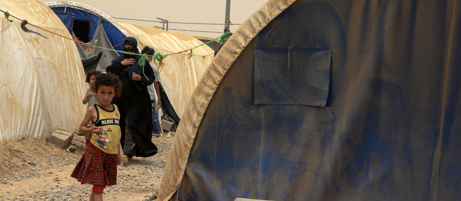 Una niña pequeña iraquí, refugiada en un campamento de Siria