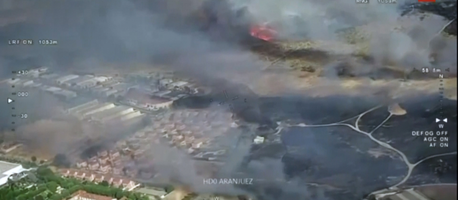 Imagen del un incendio forestal en Aranjuez,Madrid