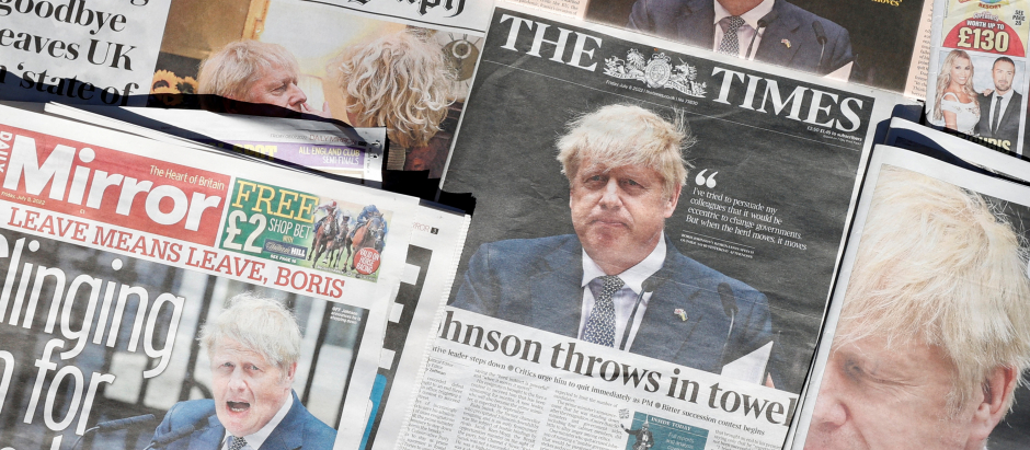 Periódicos nacionales de Reino Unido, con imágenes de Boris Johnson