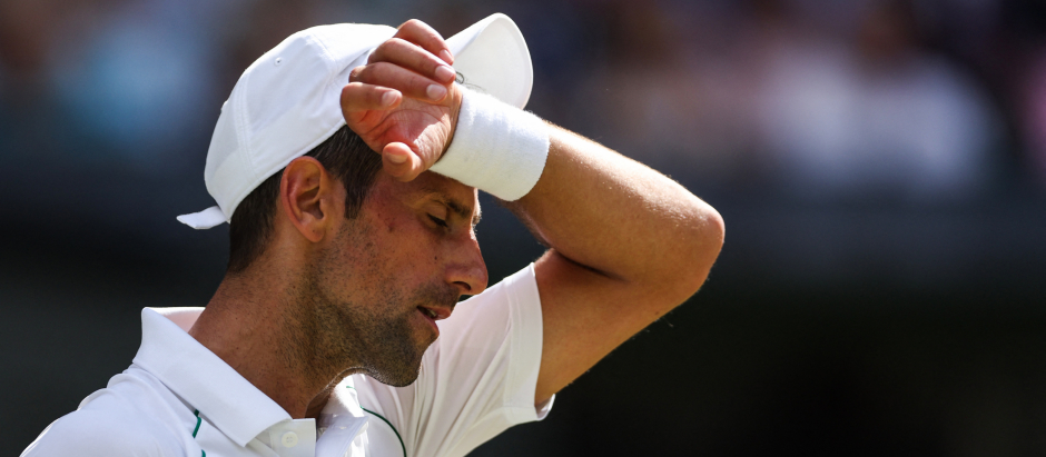 Novak Djokovic durante la final de Wimbledon de este domingo