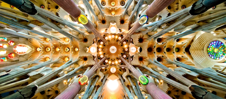 Estructura del techo de la Sagrada Familia, ideada por Salvador Gaudí