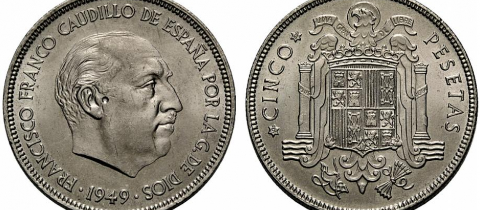 Moneda de 5 pesetas que se subastó por 36.000 euros en 2011