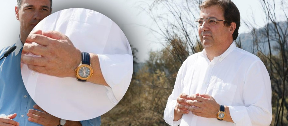 DEtalle del reloj que llevaba Guillermo Fernández Vara y que Twitter señala como un artículo de lujo valorado en más de 50.000 euros