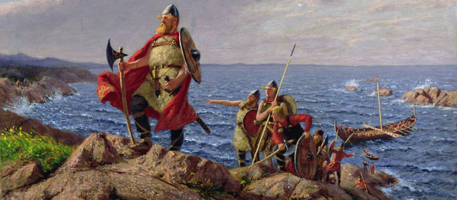 El caudillo vikingo Leif Eriksso por Hans Dahl