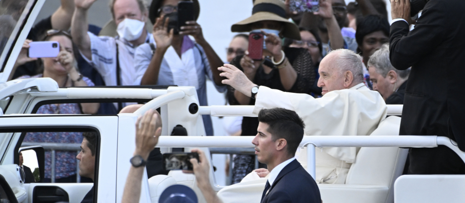 Pope Francis during his papal visit across Canada in Quebec City on Wednesday, July 27, 2022.