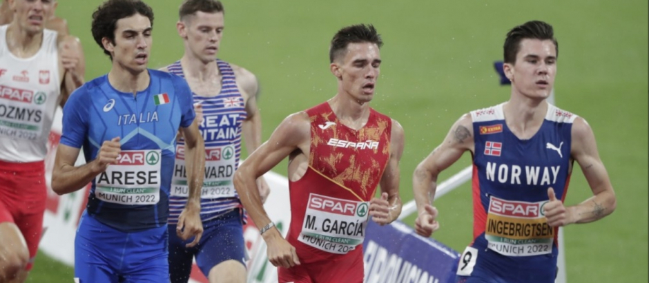 El español Mario García Romo en la competición de 1.500 metros en los Europeos de Múnich