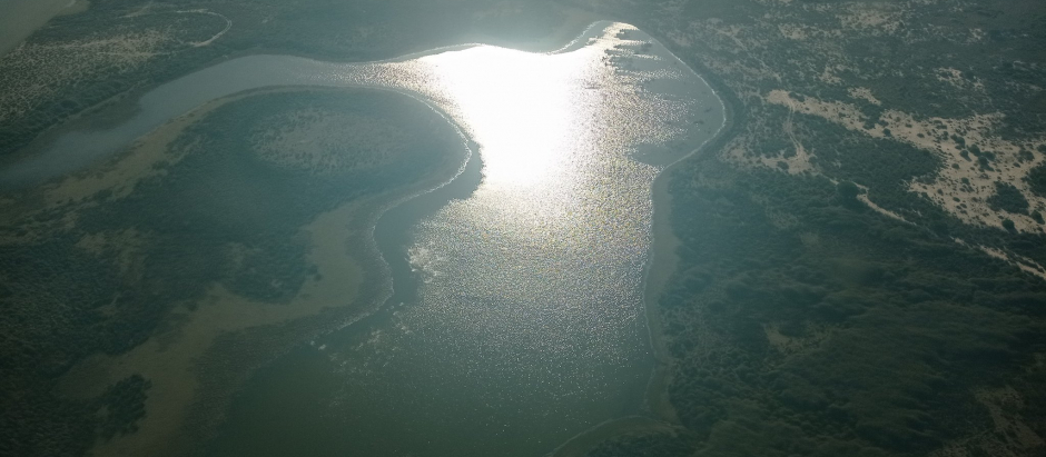Imágenes de Doñana desde el aire donde se puede apreciar la fuerte sequía