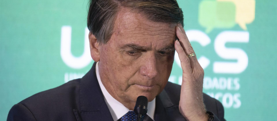 Jair Bolsonaro durante una rueda de preguntas en campaña