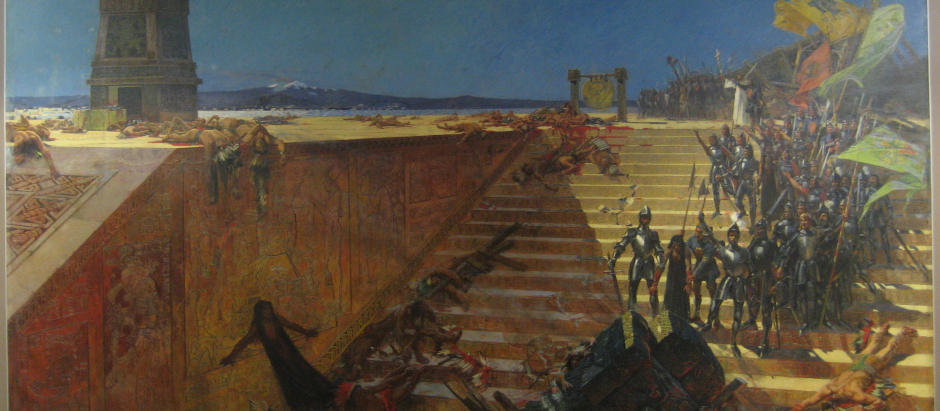 "Los últimos días de Tenochtitlán, conquista de México por Cortés", una pintura del siglo XIX de William de Leftwich Dodge