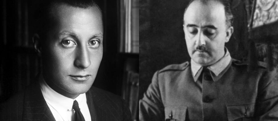 José Antonio Primo de Rivera (izquierda) y Francisco Franco (derecha)