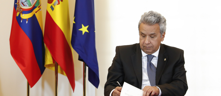 Ecuador's President Lenin Moreno during their meeting at the Moncloapalace in Madrid, Thursday, July 26, 2018