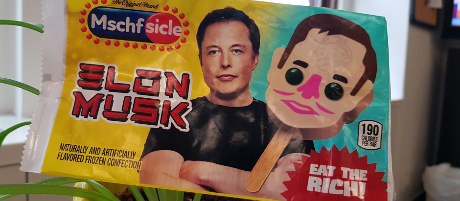 Fotografía de un helado con el rostro de Elon Musk