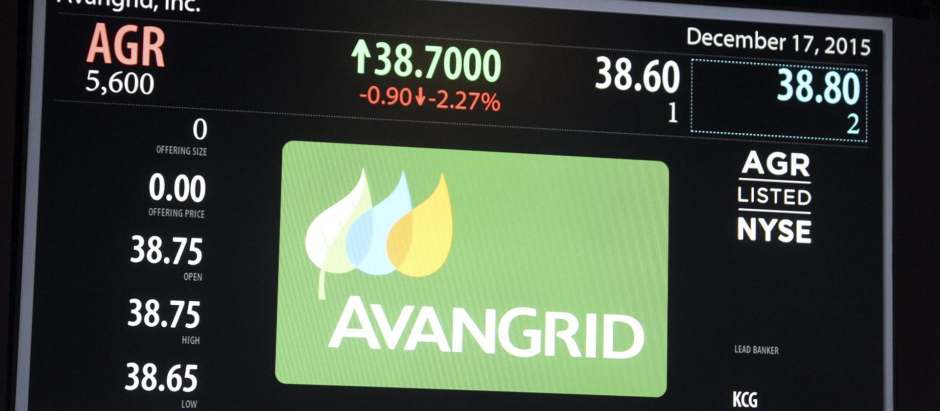 Panel informativo de la salida a la Bolsa de Valores de Nueva York (NYSE) de la empresa Avangrid