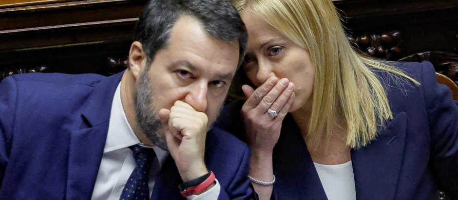 Giorgia Meloni, junto a Matteo Salvini