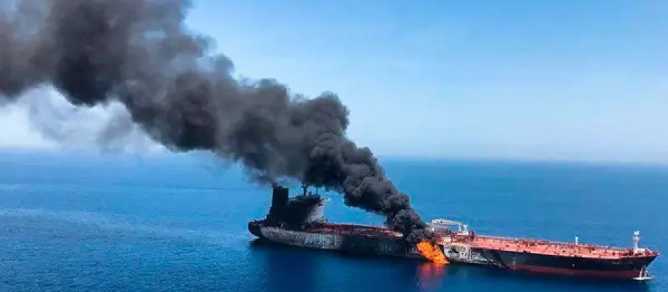 Buque dañado en el golfo de Omán en 2019 por ataques presuntamente iraníes