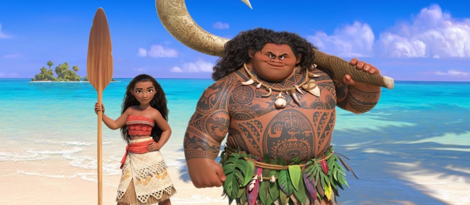 Vaiana y el dios Maui, protagonistas de Vaiana (2016)
