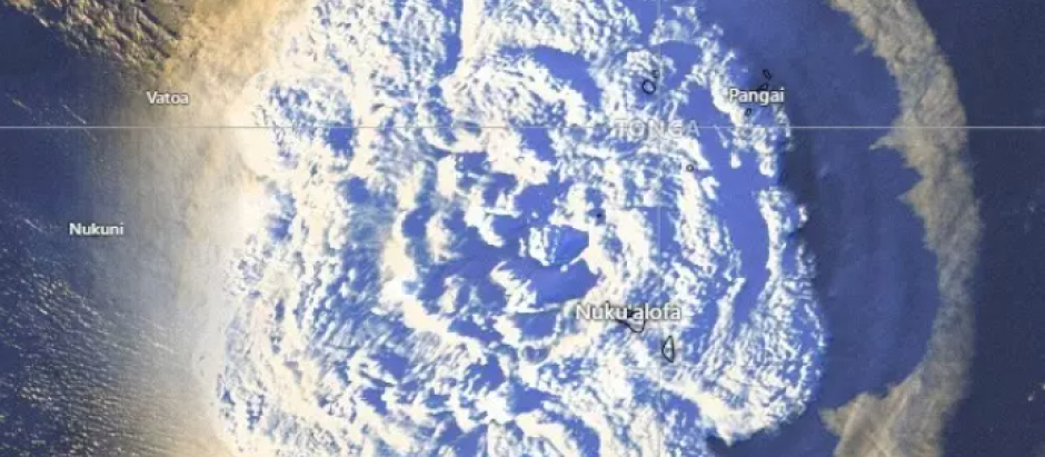Imagen de la erupción submarina del volcán Hunga-Tonga-Hunga-Ha'apai