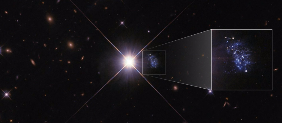 La pequeña galaxia HIPASS J1131-31 se asoma detrás del resplandor de la estrella TYC 7215-199-1, una estrella de la Vía Láctea situada entre el Hubble y la galaxia.
SOCIEDAD INVESTIGACIÓN Y TECNOLOGÍA
NASA, ESA, AND IGOR KARACHENTSEV (SAO RAS)