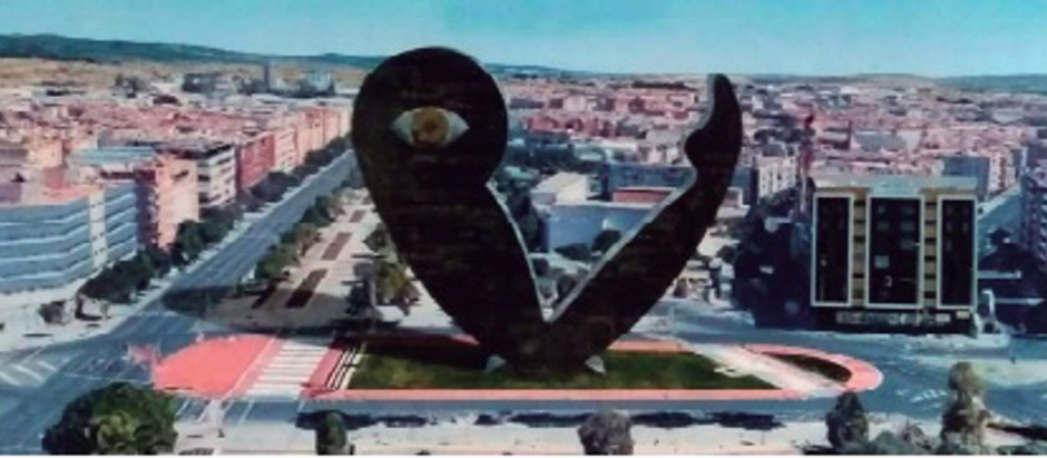 La obra La 'Pierneta' del artista MAEC, simulando su ubicación en Córdoba.