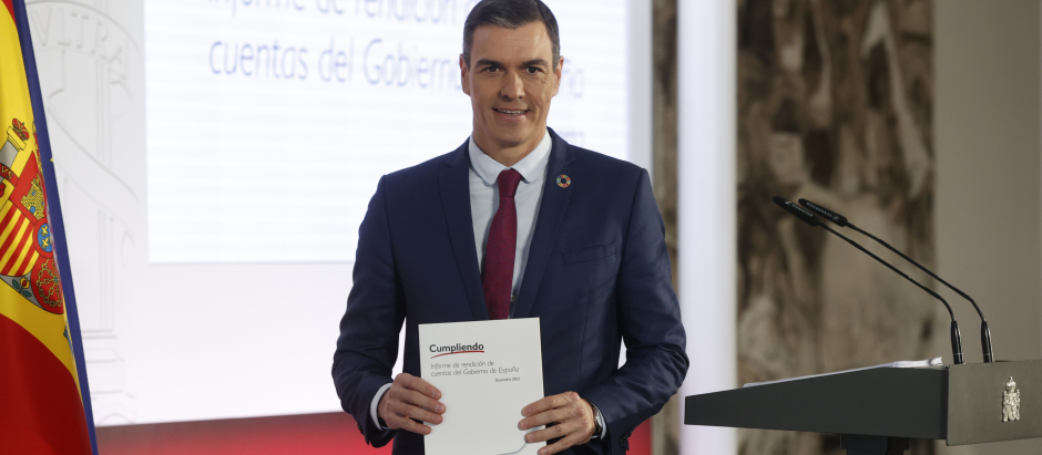 El presidente del Gobierno, Pedro Sánchez comparece antes los medios tras el Consejo de Ministros celebrado en el Palacio de La Moncloa