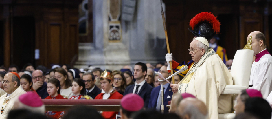 El Papa Francisco, durante la celebración de la primera Misa del año 2023