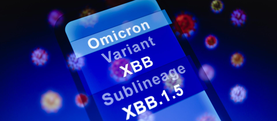 Ómicron y sus variantes, entre ella, la XBB.1.5 más llamada como Kraken, mostrada en un smartphone