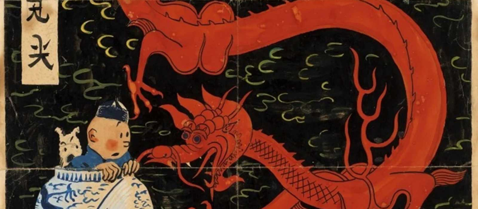 Una portada inédita del cómic de Tintín 'El loto azul'